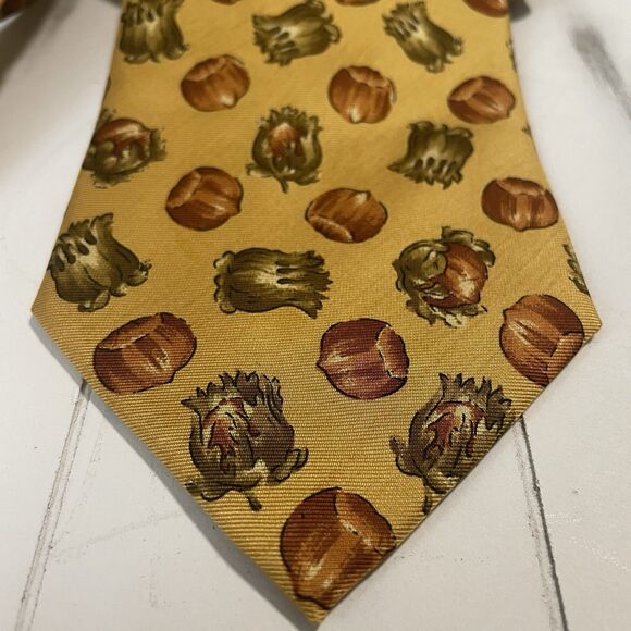 Vintage Yves Saint Laurent YSL 100% Silk Neck Tie Gold Yellow Hazelnut RARE NWT - Picture 10 of 12